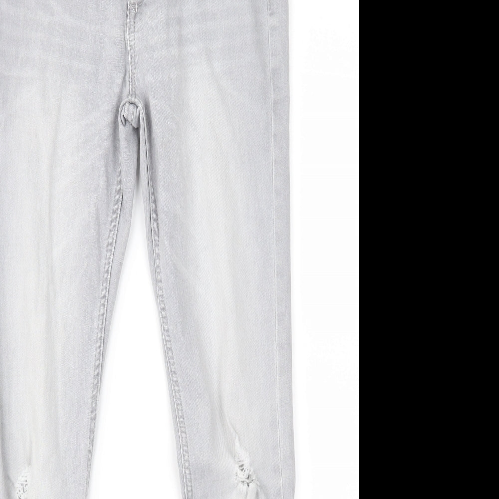 H&M Girls Grey  Denim Skinny Jeans Size 11 Years - Distressed