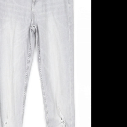 H&M Girls Grey  Denim Skinny Jeans Size 11 Years - Distressed