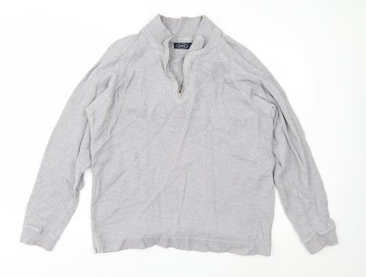 Easy Mens Grey  Knit Pullover Jumper Size L