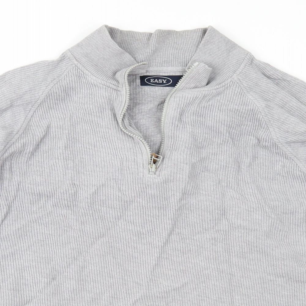 Easy Mens Grey  Knit Pullover Jumper Size L