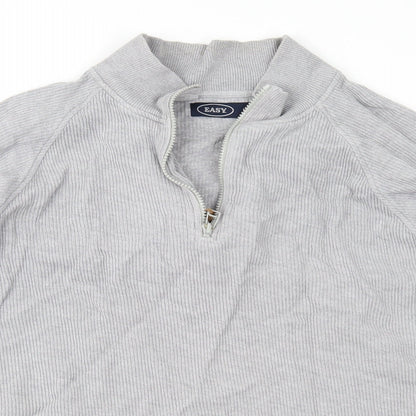 Easy Mens Grey  Knit Pullover Jumper Size L