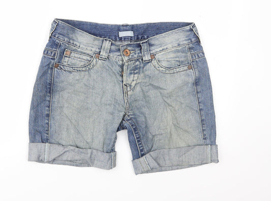 Topshop Womens Blue  Denim Cut-Off Shorts Size 28 in