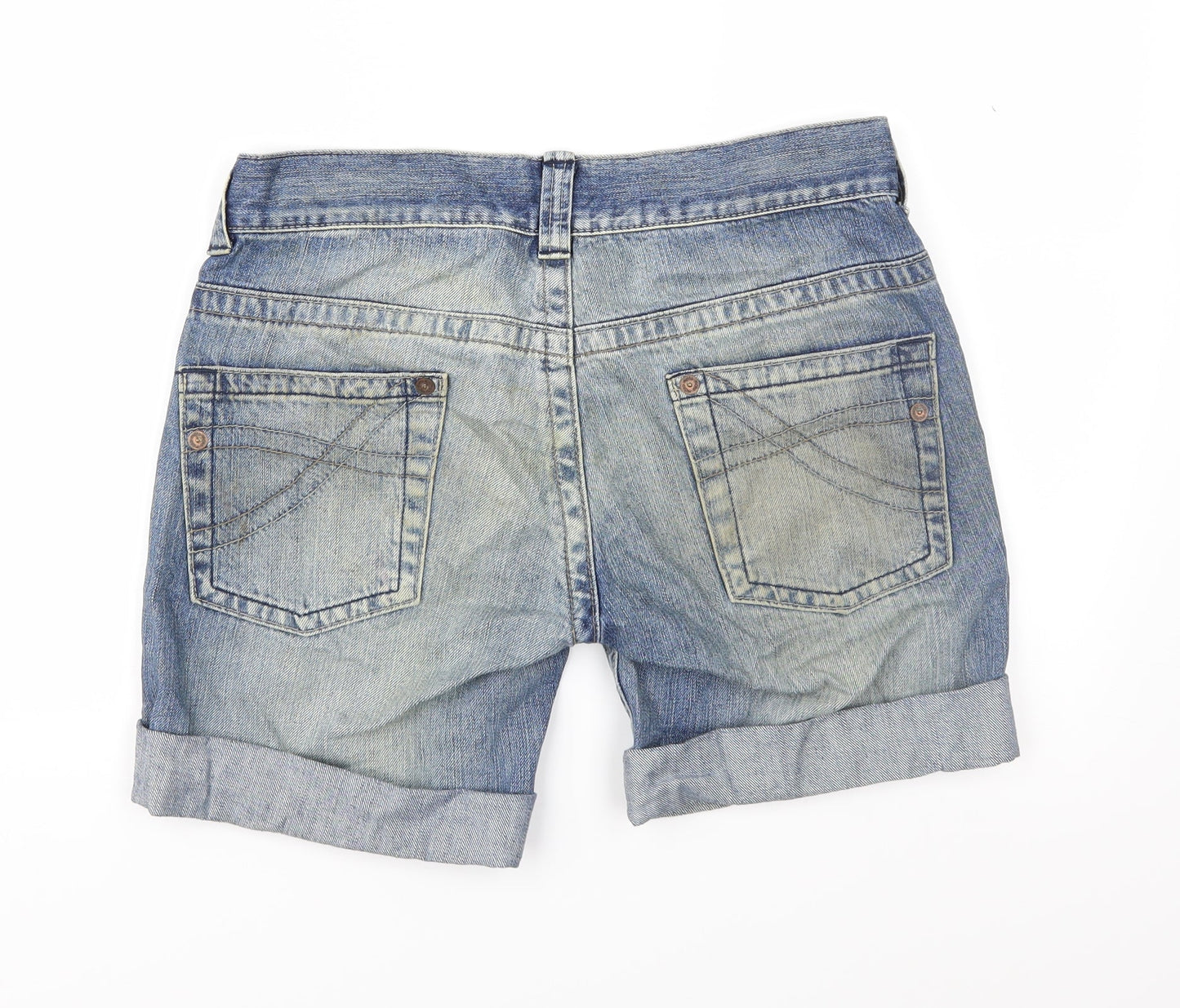 Topshop Womens Blue  Denim Cut-Off Shorts Size 28 in