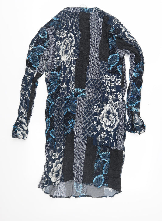 Warehouse Womens Blue Geometric  Fit & Flare  Size 10
