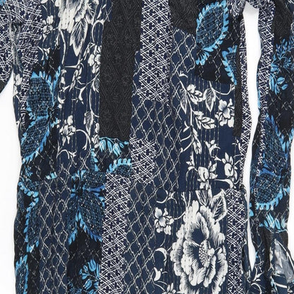 Warehouse Womens Blue Geometric  Fit & Flare  Size 10