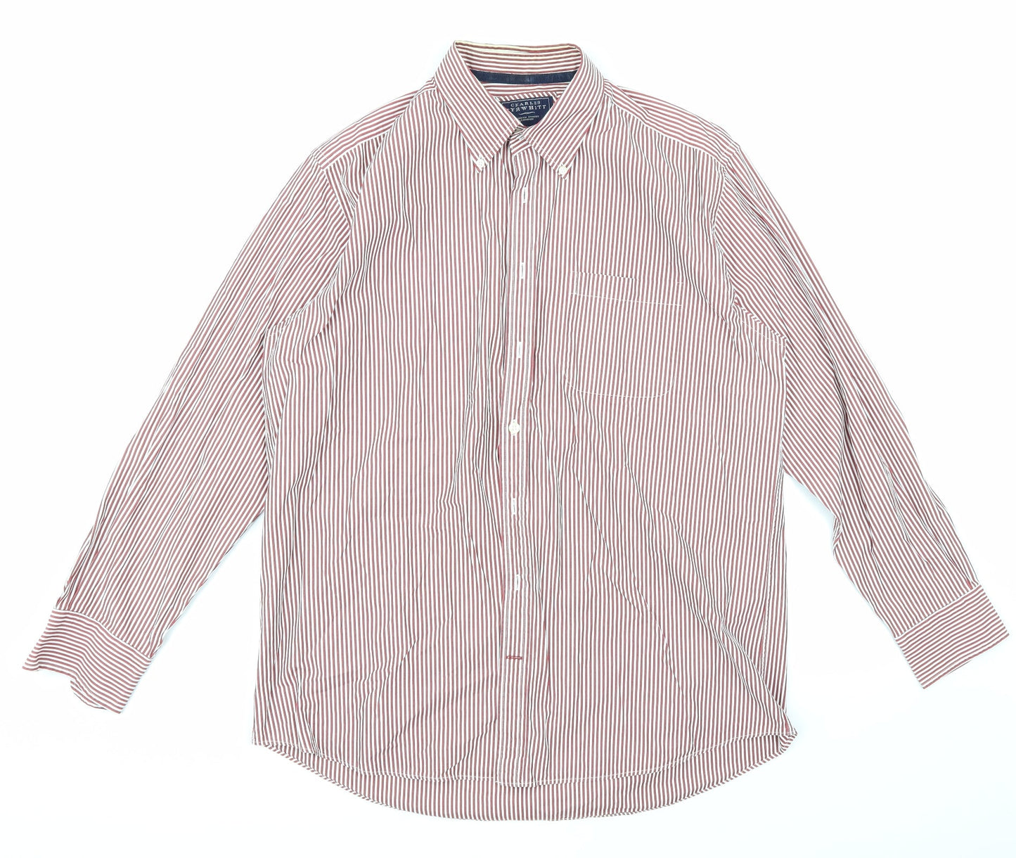 Mens UK Size L Charles Tyrwhitt Red  Button-Up Long Sleeve Casual Shirt