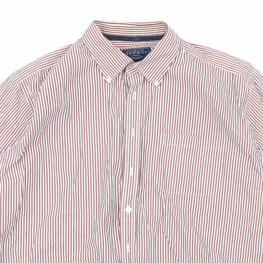 Mens UK Size L Charles Tyrwhitt Red  Button-Up Long Sleeve Casual Shirt