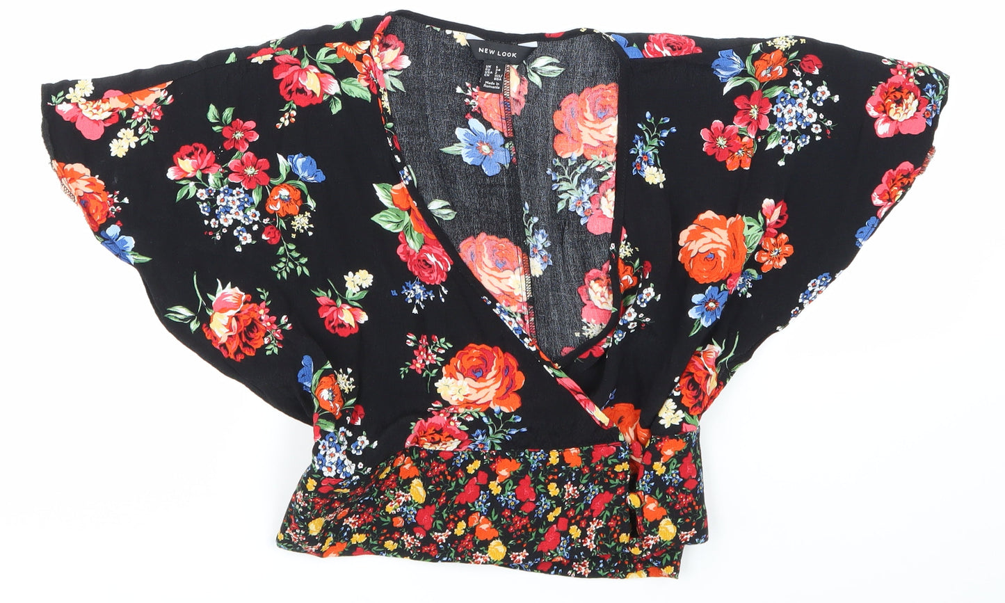 Womens UK Size 6 newlook Black Cropped T-Shirt