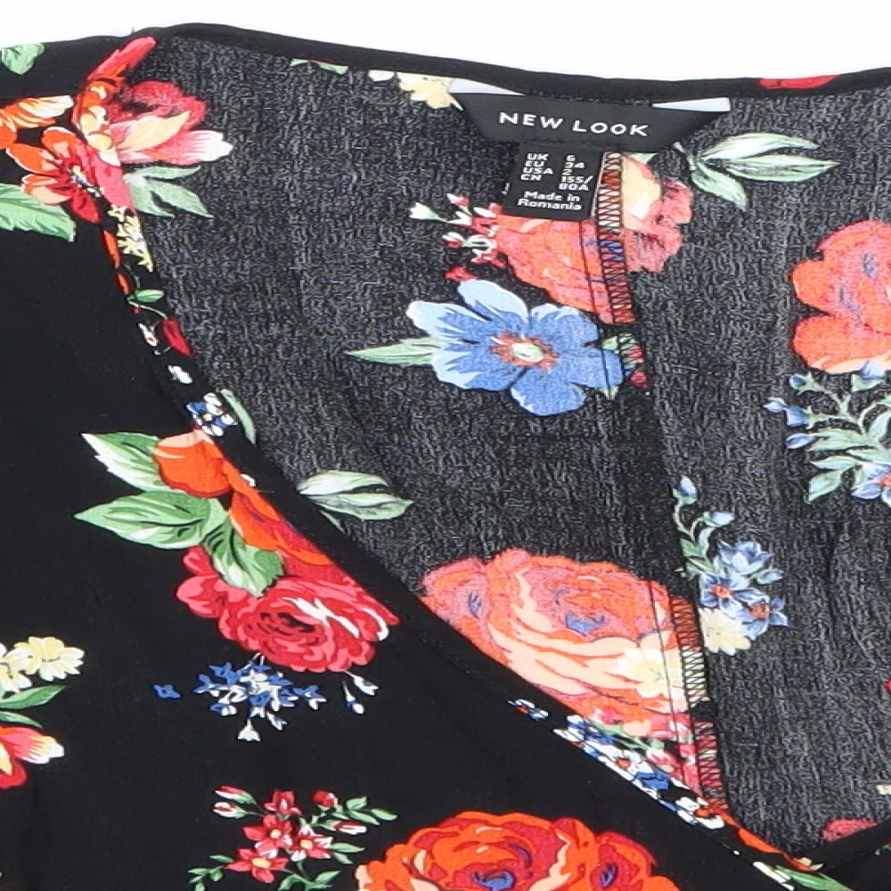 Womens UK Size 6 newlook Black Cropped T-Shirt