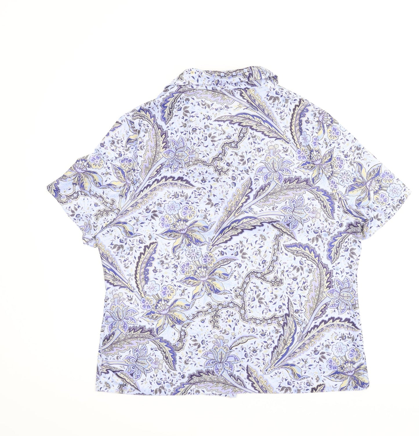 Andre De Brett Womens Blue Floral  Basic Button-Up Size 16