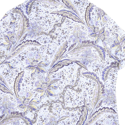 Andre De Brett Womens Blue Floral  Basic Button-Up Size 16