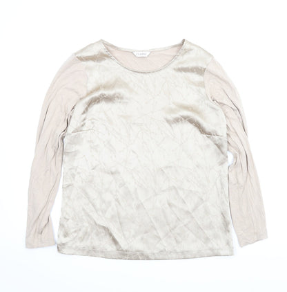 Womens UK Size 10 Classic Beige Basic Blouse