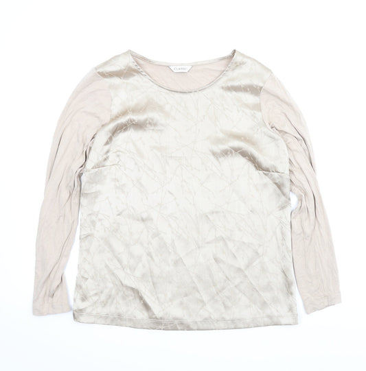 Womens UK Size 10 Classic Beige Basic Blouse