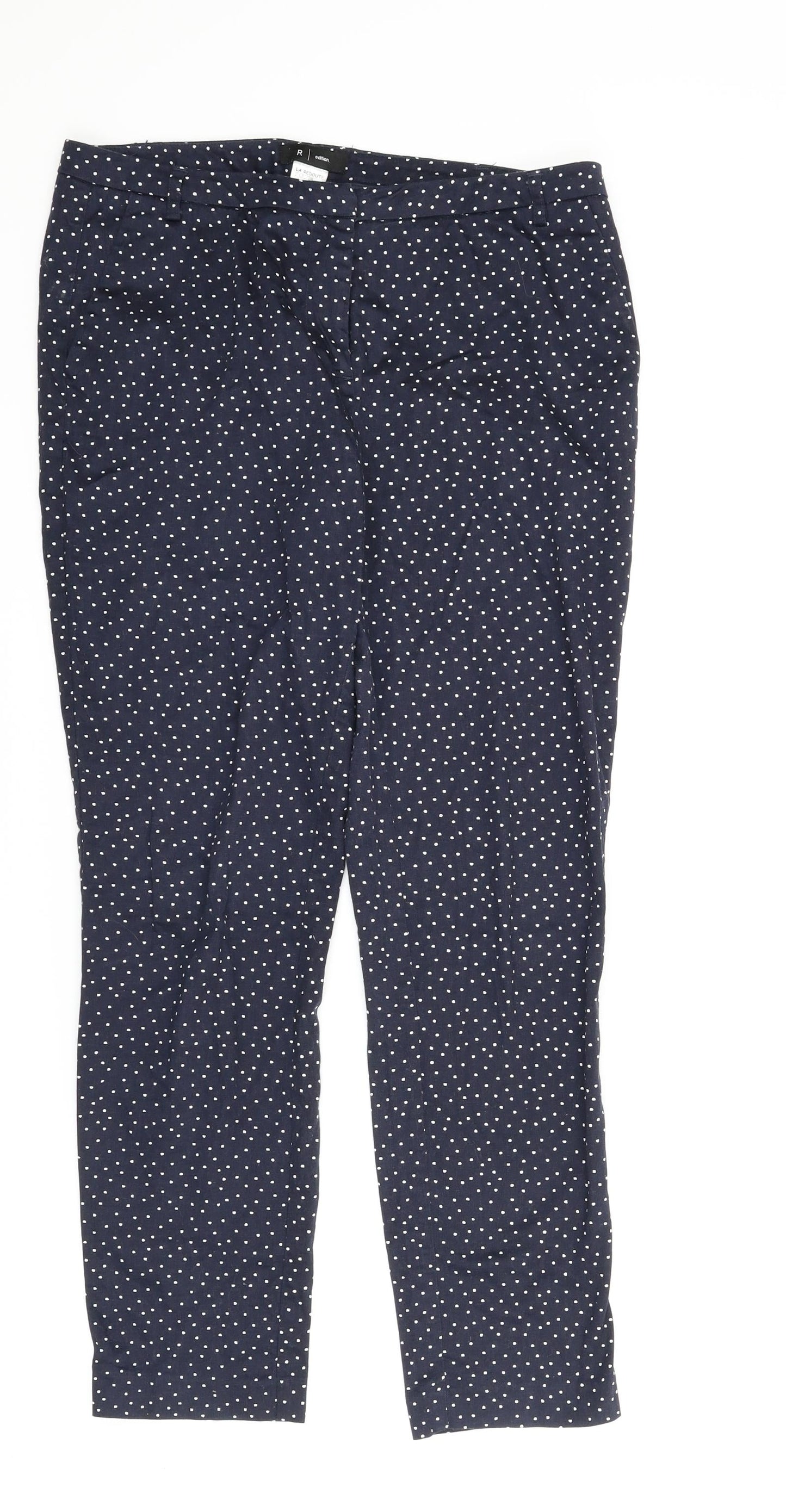 R Edition Womens Blue Polka Dot  Chino Trousers Size 10 L27 in