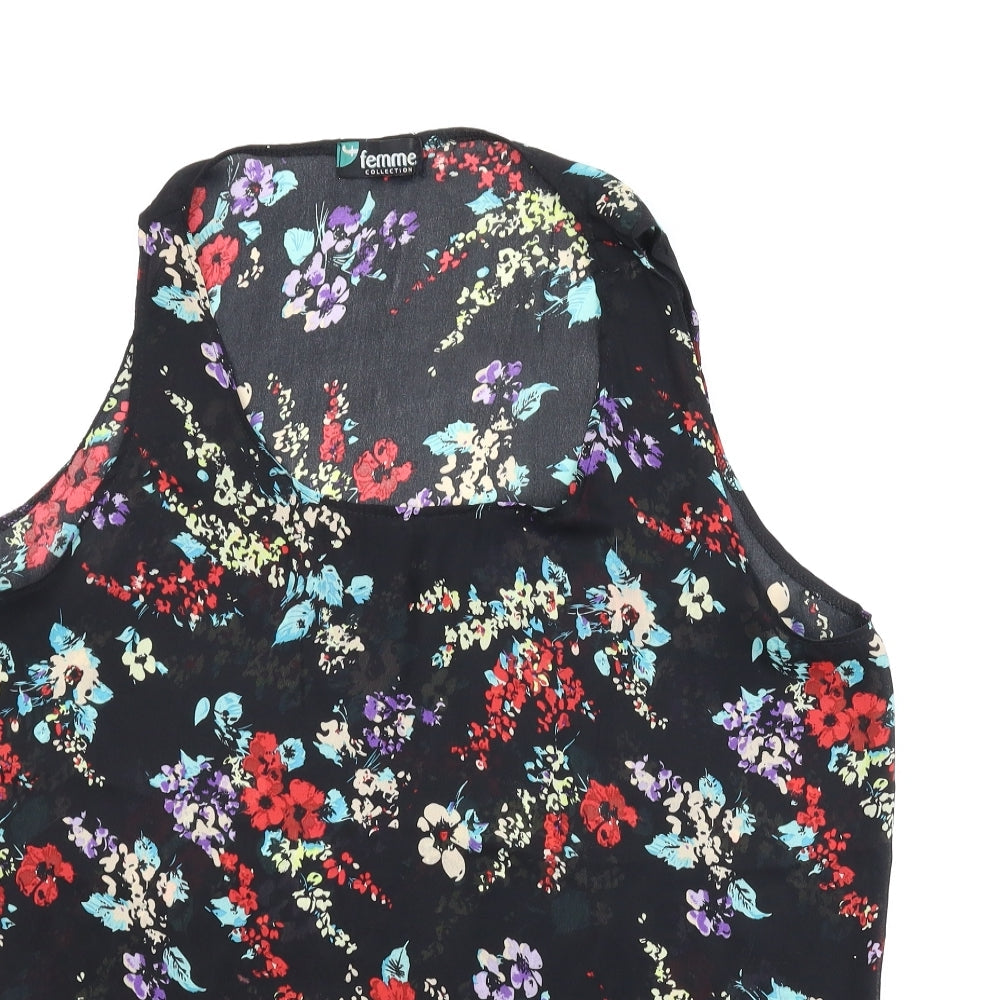 Womens UK Size 14 Femme Black Basic Blouse