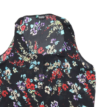 Womens UK Size 14 Femme Black Basic Blouse