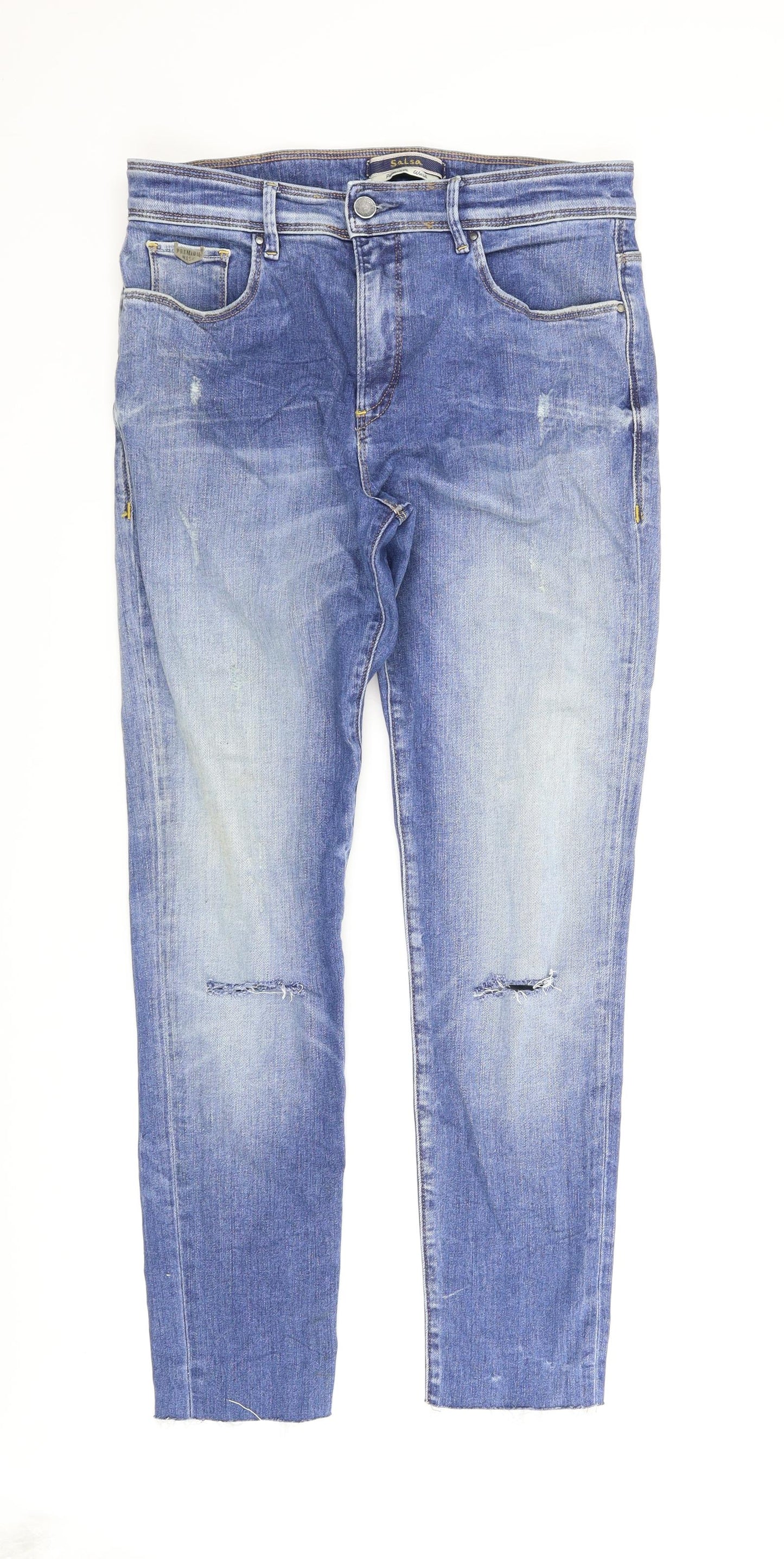 Mens UK Size 30 Salsa Regular Fit Tapered Blue Jeans