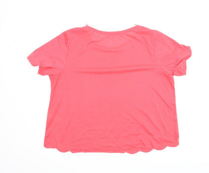 Womens UK Size 16 Papaya Pink Basic Blouse