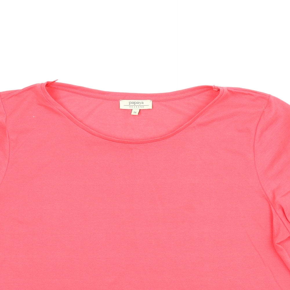 Womens UK Size 16 Papaya Pink Basic Blouse