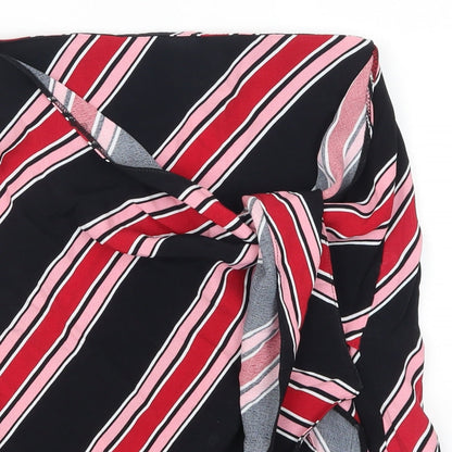 New Look Womens Red Striped  Straight & Pencil Skirt Size 6  - Pink