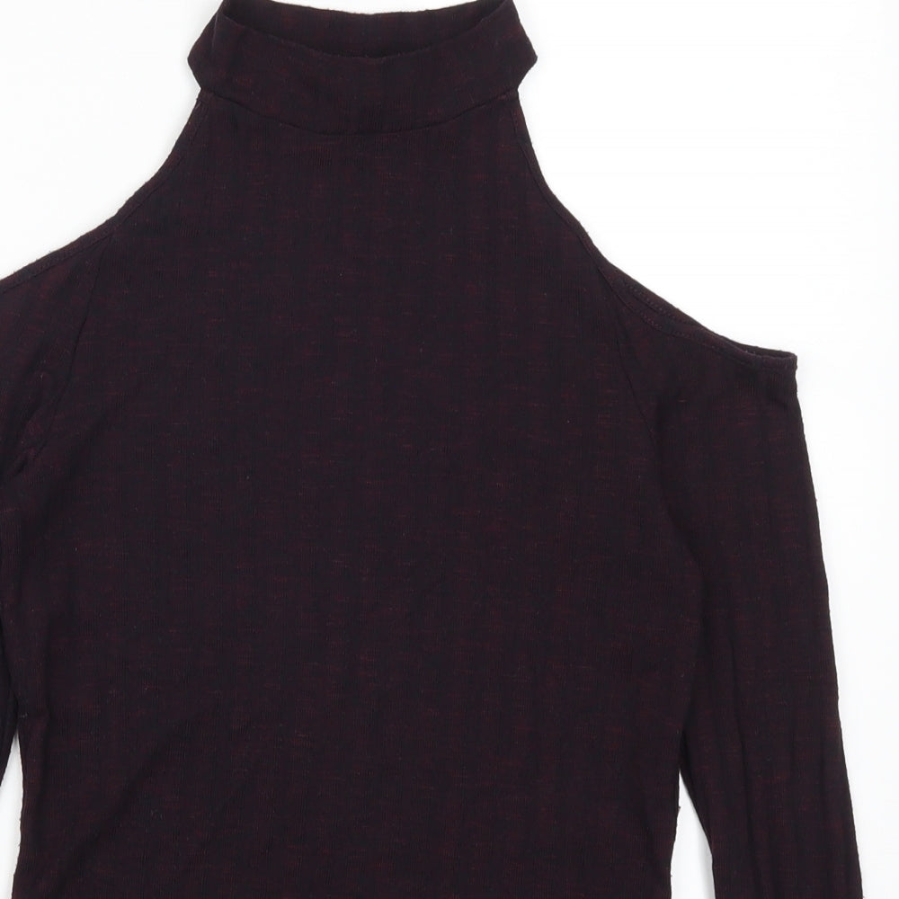 Womens UK Size 8 New Look Purple Cropped T-Shirt