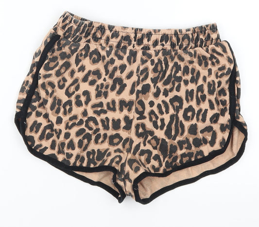 Select Womens Brown Animal Print  Sweat Shorts Size 8