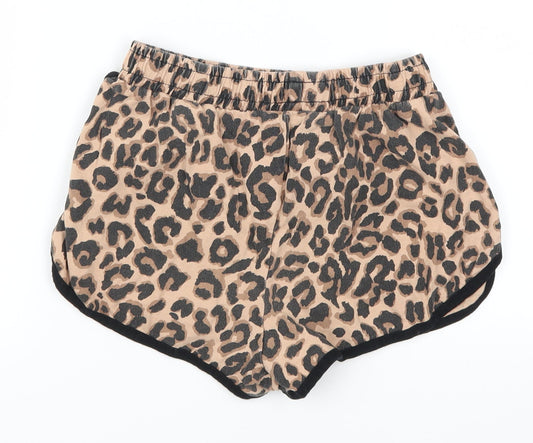 Select Womens Brown Animal Print  Sweat Shorts Size 8