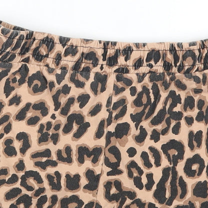 Select Womens Brown Animal Print  Sweat Shorts Size 8