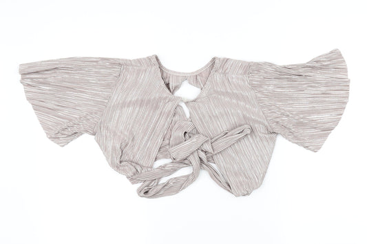Womens UK Size 8 New Look Grey Basic Blouse