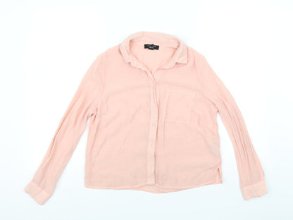 Womens UK Size 8 New Look Pink Basic Button-Up