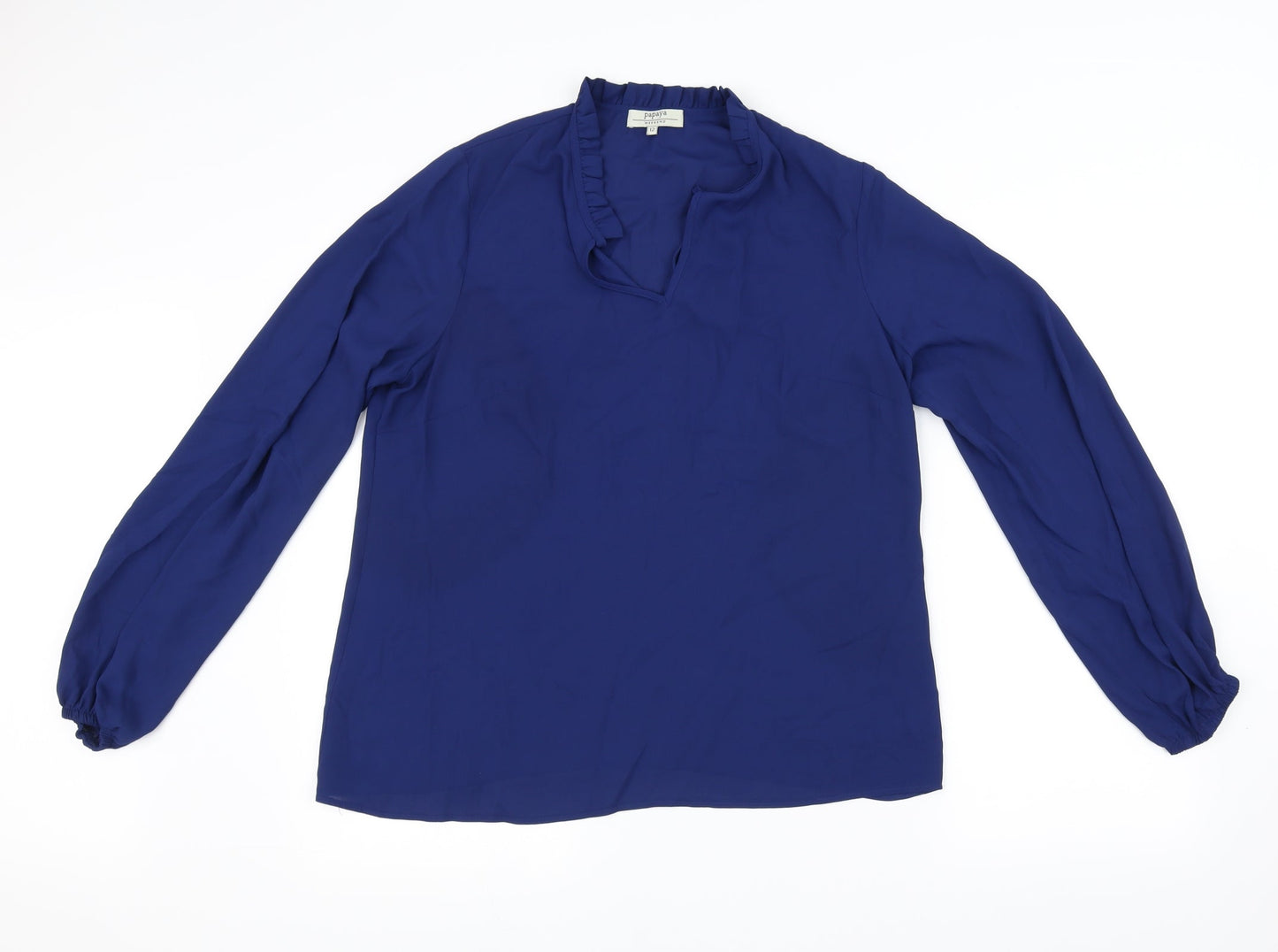 Womens UK Size 12 Papaya Blue Basic Blouse