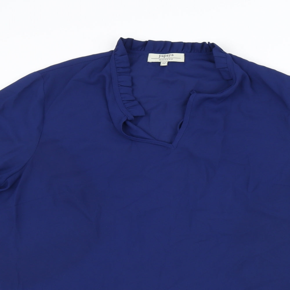 Womens UK Size 12 Papaya Blue Basic Blouse