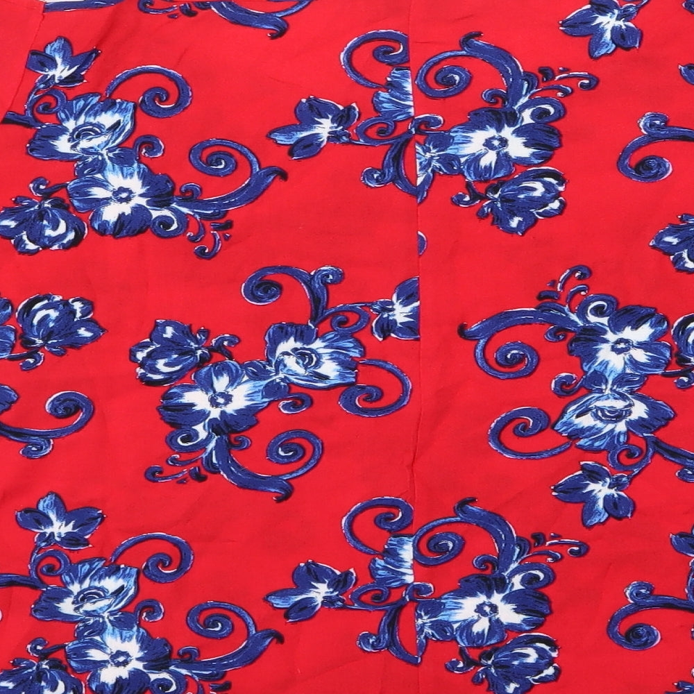 Papaya Womens Red Floral Jersey Basic T-Shirt Size 14