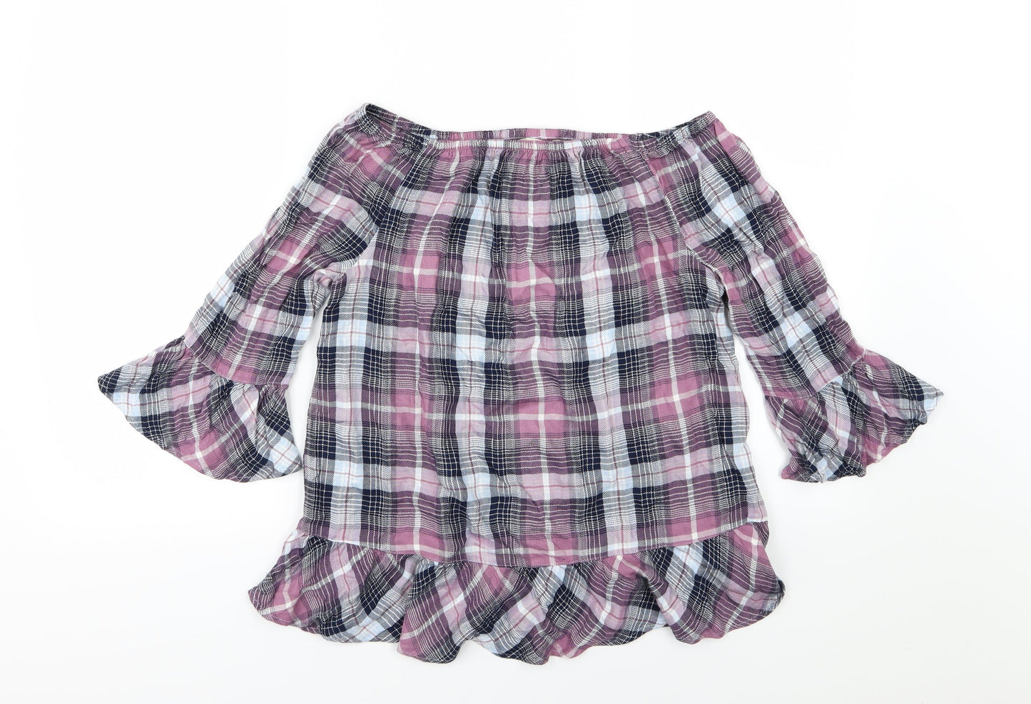 F&F Womens Purple Striped Woven Basic T-Shirt Size 10