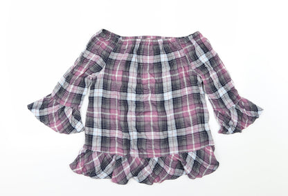 F&F Womens Purple Striped Woven Basic T-Shirt Size 10