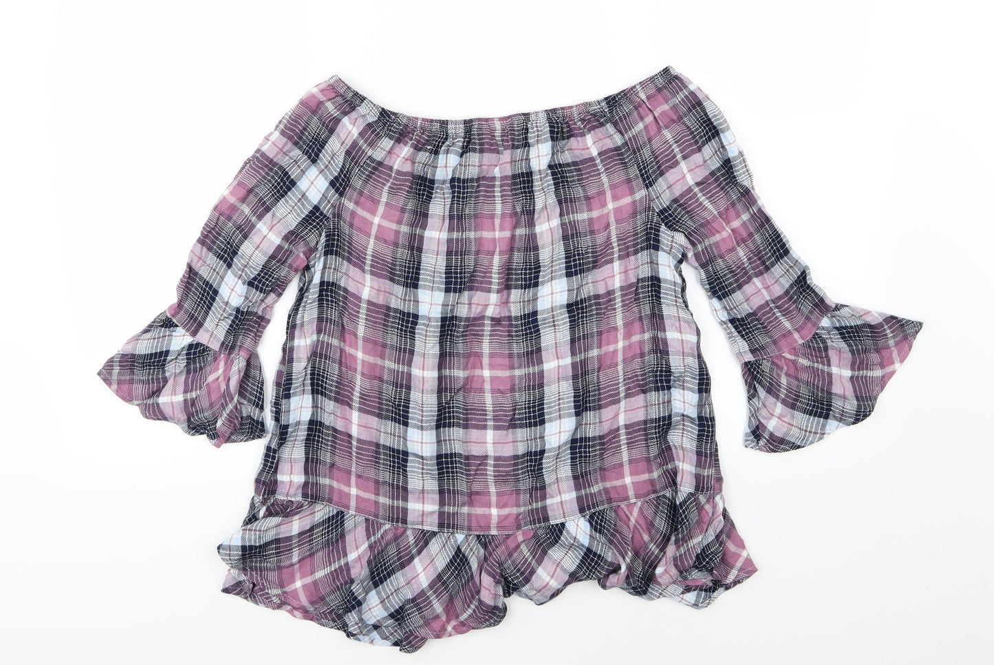 F&F Womens Purple Striped Woven Basic T-Shirt Size 10