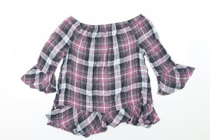 F&F Womens Purple Striped Woven Basic T-Shirt Size 10