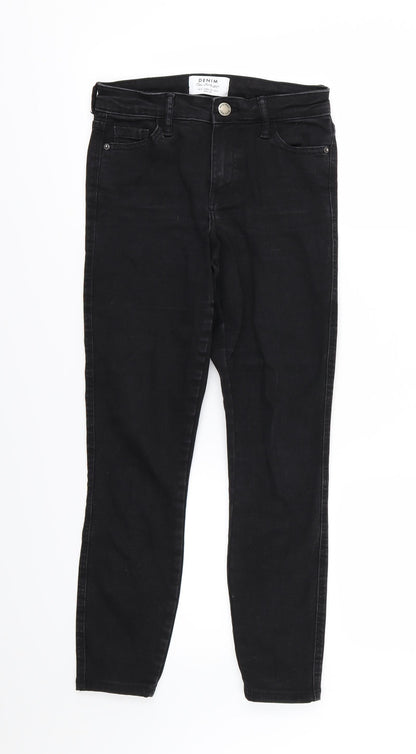 Miss Selfridge Womens Black  Denim Skinny Jeans Size 8 L25 in
