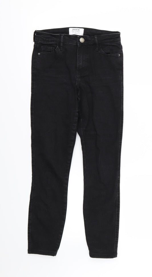 Miss Selfridge Womens Black  Denim Skinny Jeans Size 8 L25 in