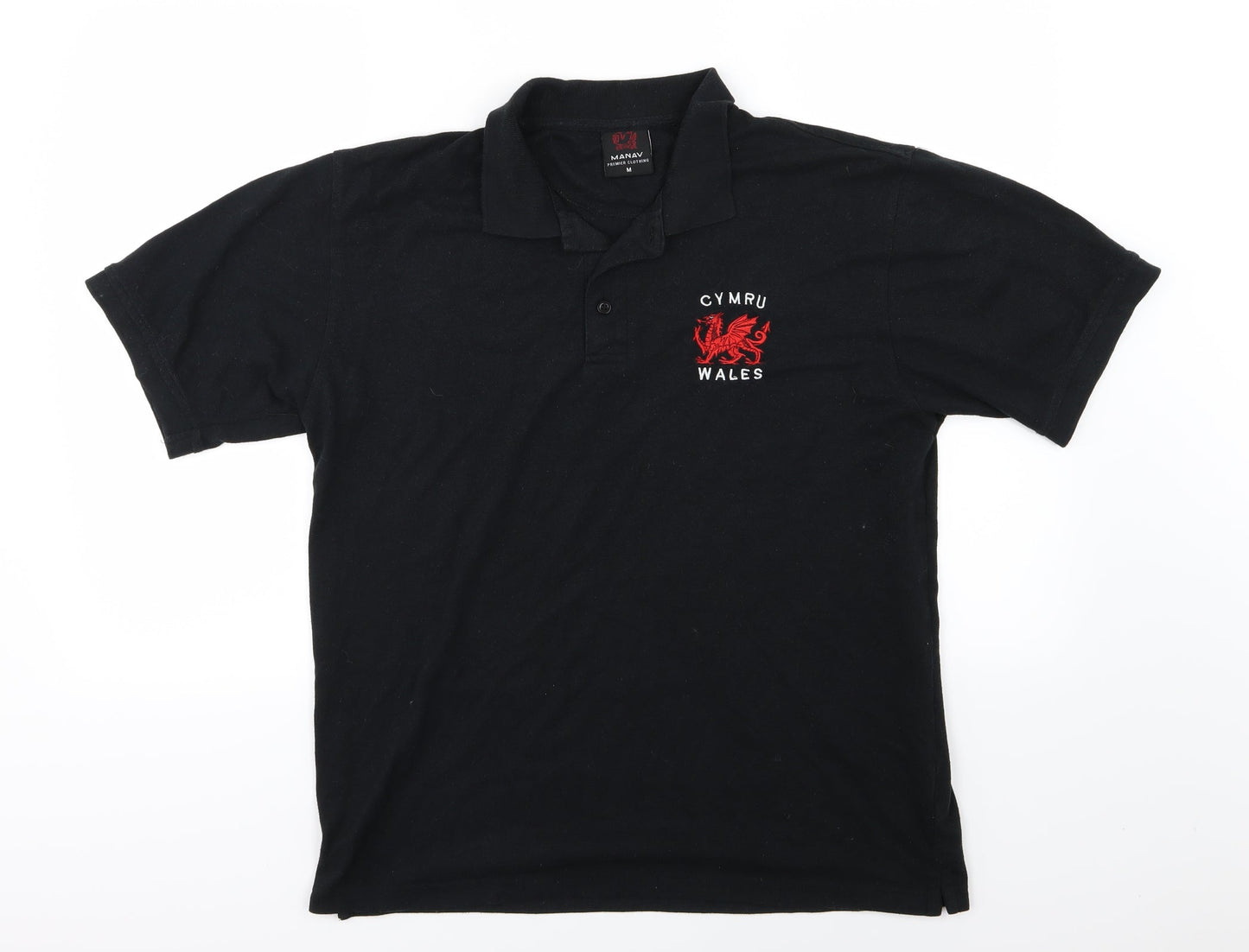 Manav Mens Black    Polo Size M  - Wales