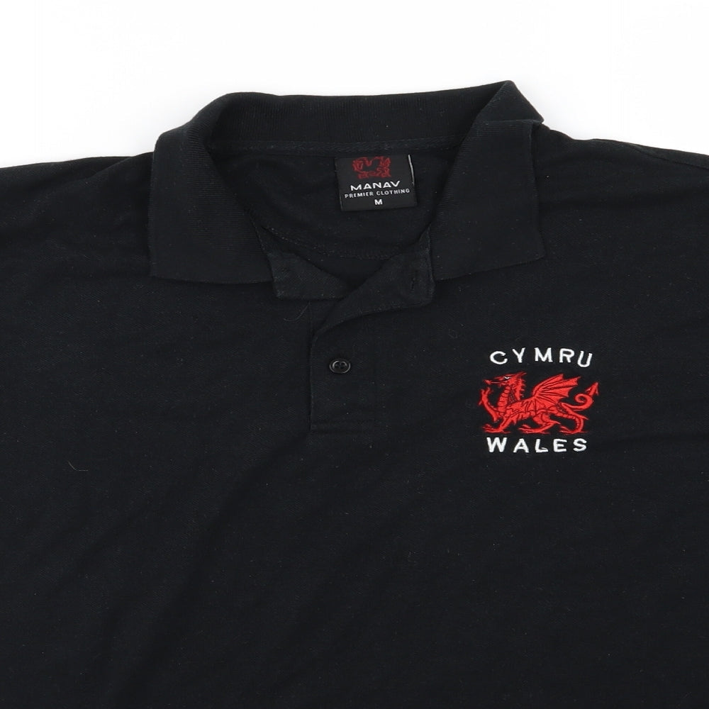 Manav Mens Black    Polo Size M  - Wales