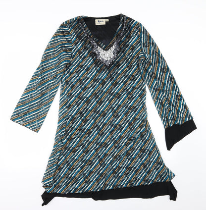 Rupali Womens Multicoloured Striped  A-Line  Size S  - Beaded