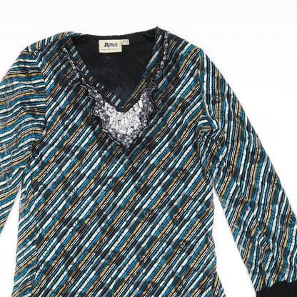 Rupali Womens Multicoloured Striped  A-Line  Size S  - Beaded