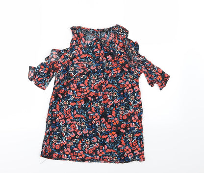 F&F Womens Multicoloured Floral  Basic Blouse Size 8  - cold shoudler