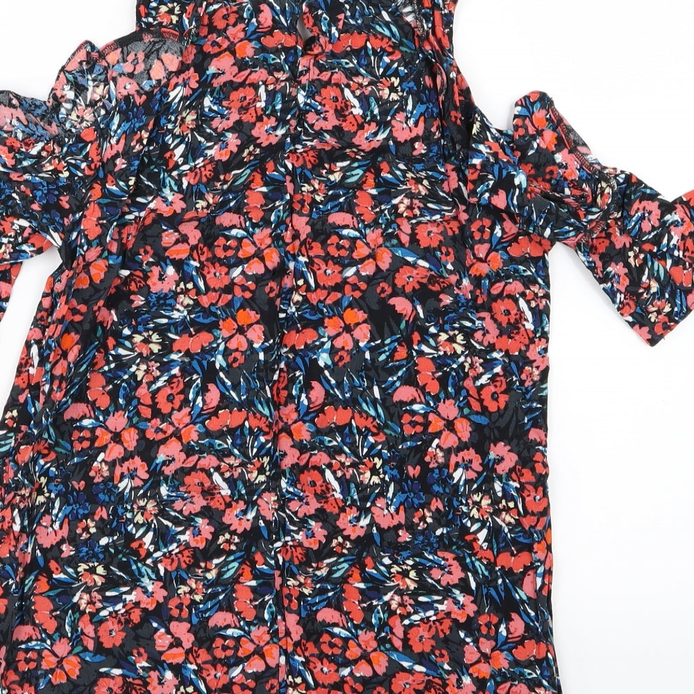 F&F Womens Multicoloured Floral  Basic Blouse Size 8  - cold shoudler