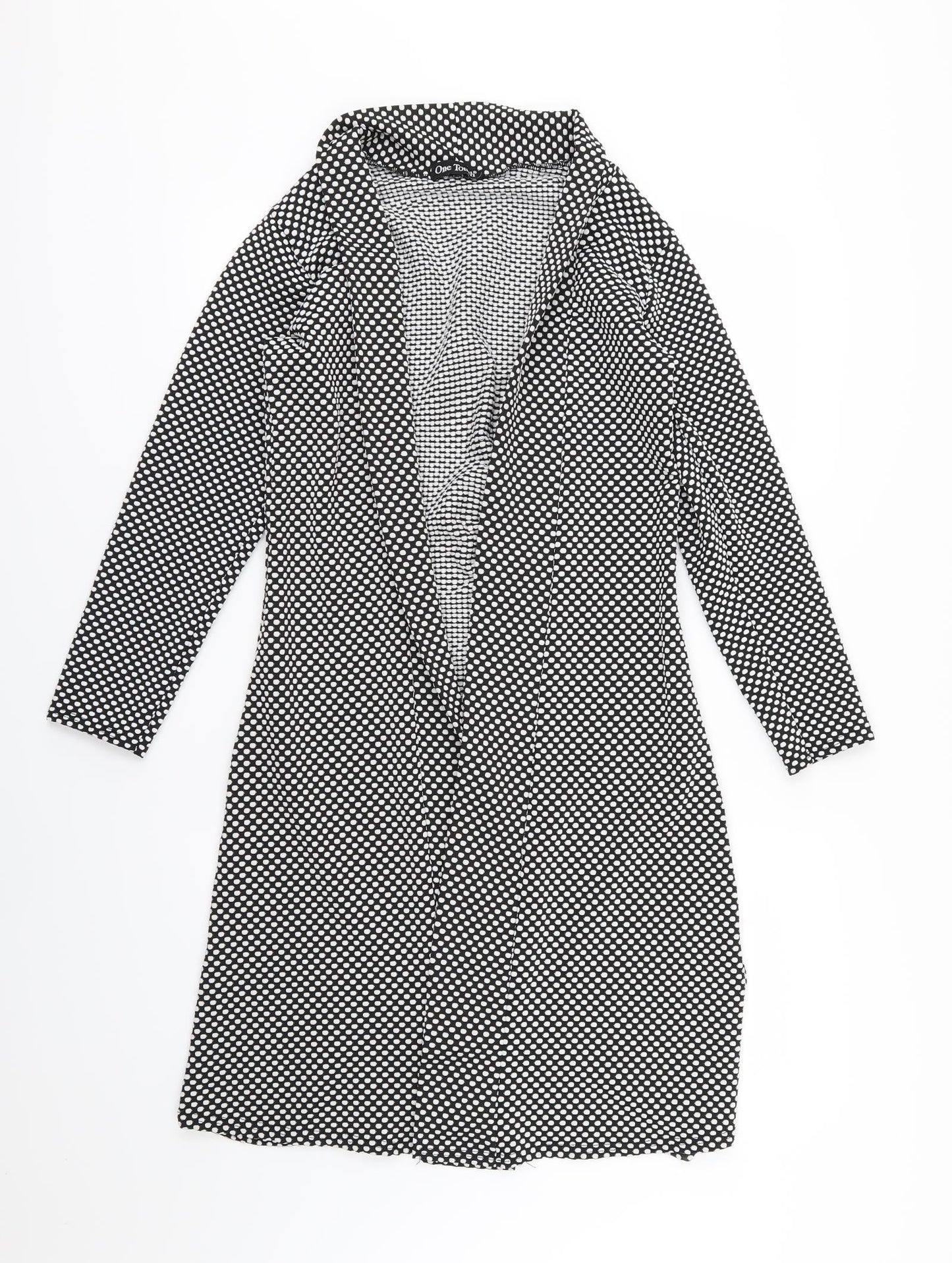 One Touch Womens Black Polka Dot  Jacket Blazer Size 8