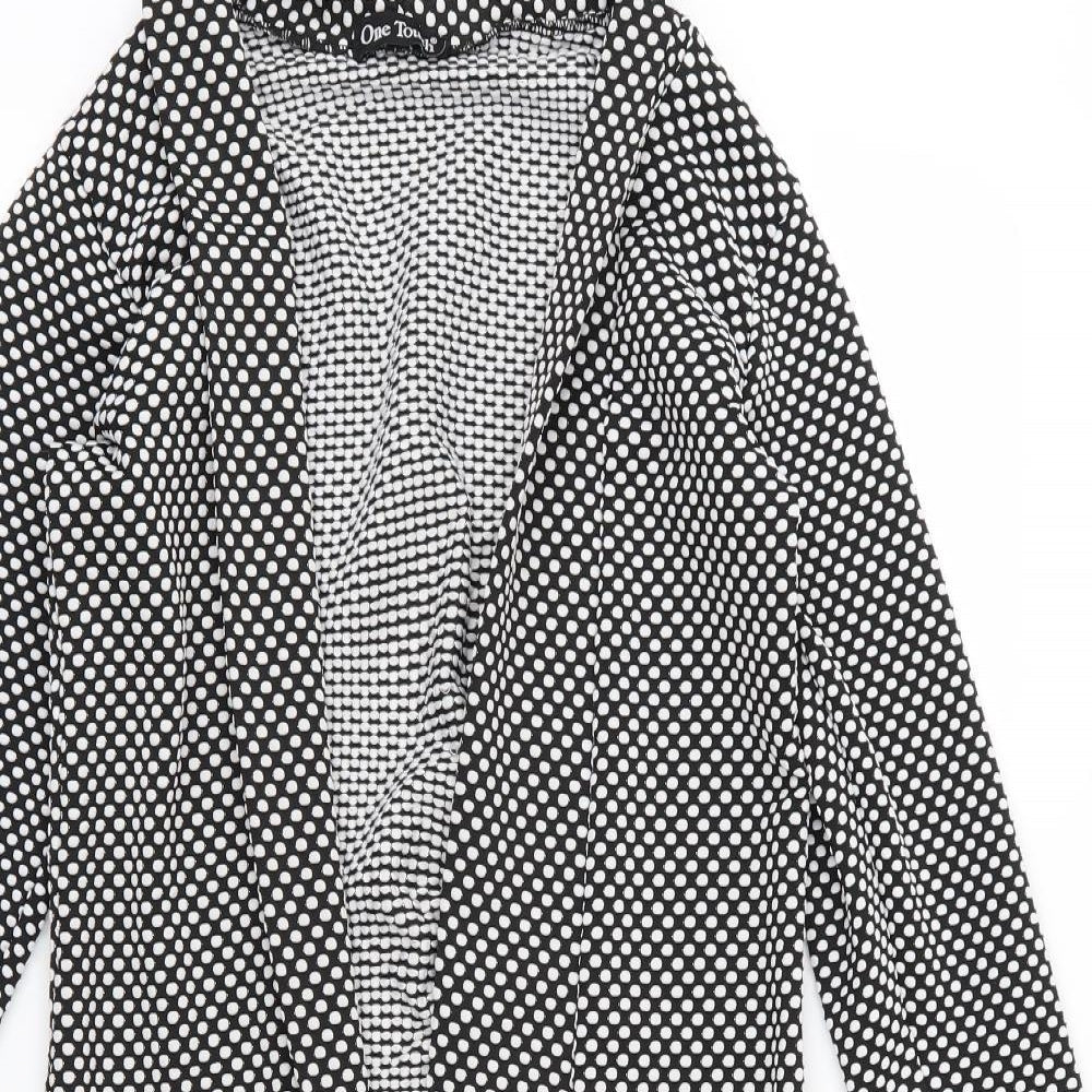 One Touch Womens Black Polka Dot  Jacket Blazer Size 8