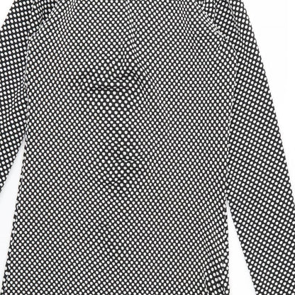 One Touch Womens Black Polka Dot  Jacket Blazer Size 8