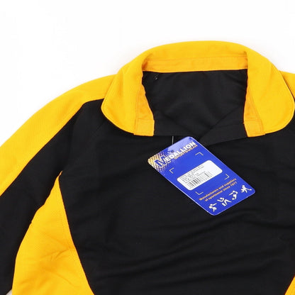 Medallion Boys Yellow Striped  Basic Polo Size 12-13 Years  - Rugby