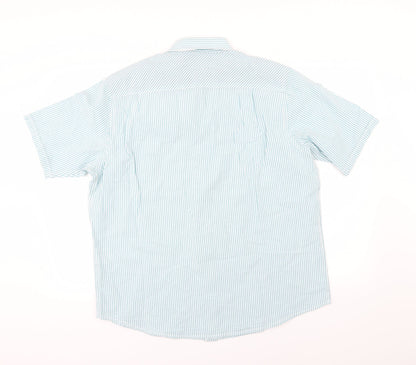 EWM Mens Green Striped   Button-Up Size XL